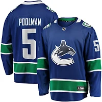 Maillot de joueur échappé Fanatics Tucker Poolman des Canucks Vancouver, bleu, pour hommes