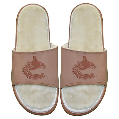 Sandales avec logo principal en fourrure de nubuck ISlide Vancouver Canucks pour hommes
