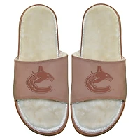 Sandales avec logo principal en fourrure de nubuck ISlide Vancouver Canucks pour hommes