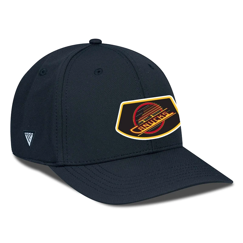 Casquette Rise Skylight Flex noire pour homme des Vancouver Canucks de Levelwear