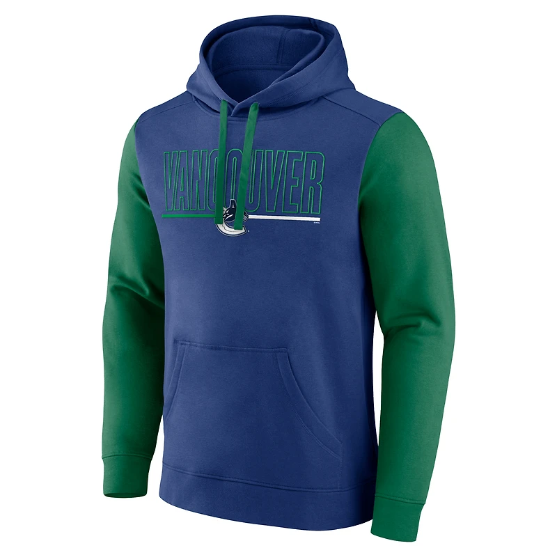 Sweat à capuche en molleton bleu athlétique avec logo des Canucks de Vancouver Deliver pour homme