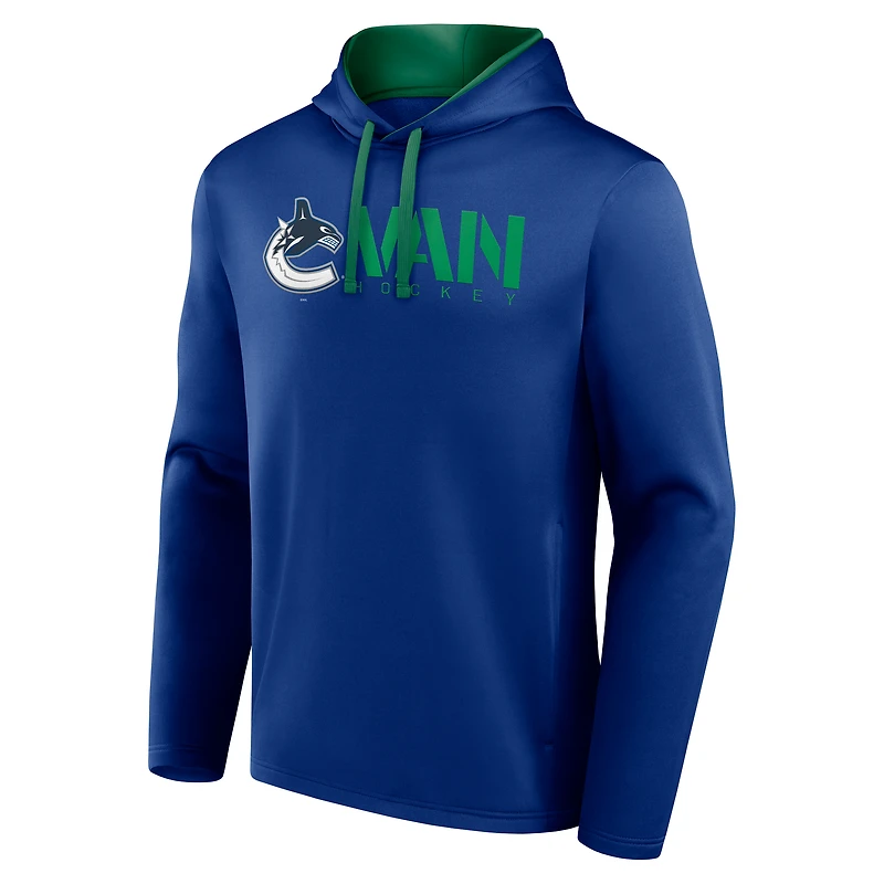 Men's Logo Athletic Blue Vancouver Canucks Head Start Pullover Hoodie