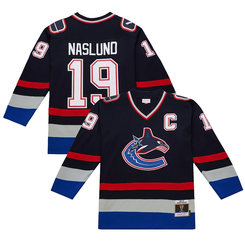 Maillot de jeu puissance bleu marine Markus Naslund pour homme des Vancouver Canucks 2003-04