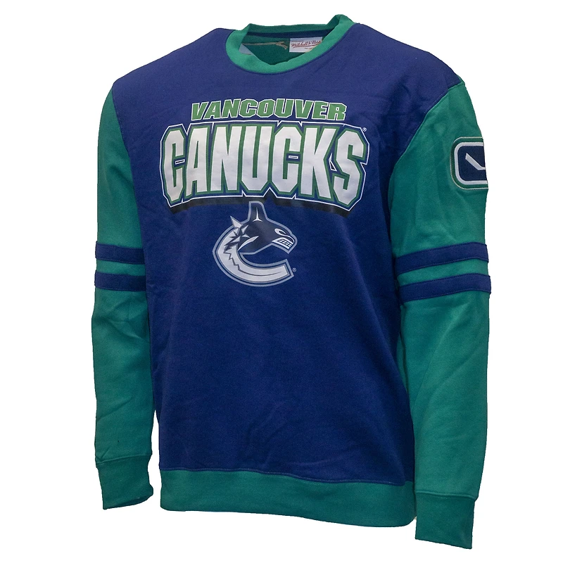 Sweat-shirt bleu Mitchell & Ness pour homme, motif Vancouver Canucks
