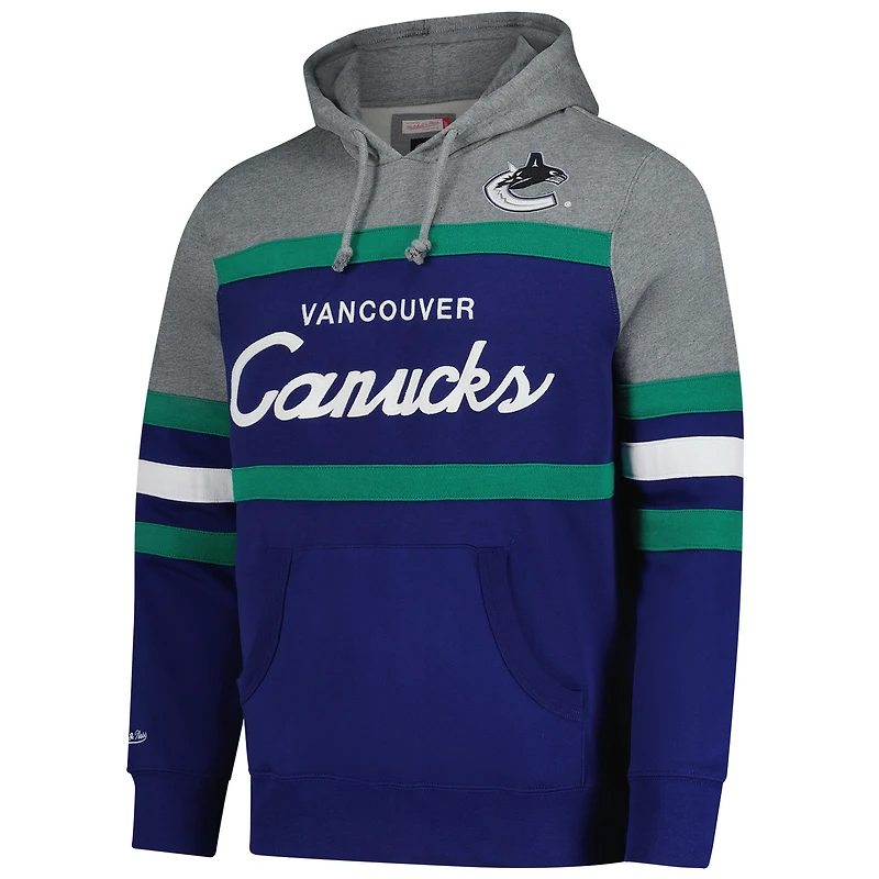 Men's Mitchell & Ness Blue Vancouver Canucks Headcoach Pullover Hoodie