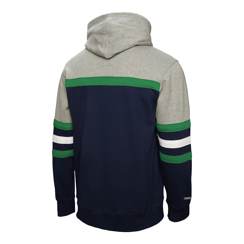 Men's Mitchell & Ness Navy/Gray Vancouver Canucks Head Coach Pullover Hoodie