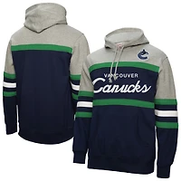 Men's Mitchell & Ness Navy/Gray Vancouver Canucks Head Coach Pullover Hoodie