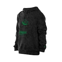 Sweat à capuche délavé minéral noir New Era pour homme des Vancouver Canucks