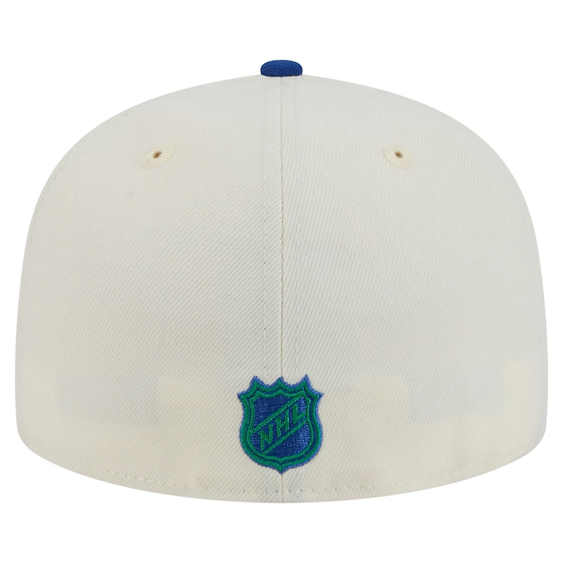Casquette ajustée Chrome 59FIFTY pour homme New Era crème/bleu des Vancouver Canucks