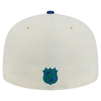Casquette ajustée Chrome 59FIFTY pour homme New Era crème/bleu des Vancouver Canucks
