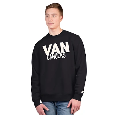 Sweat-shirt ras du cou en molleton noir Starter pour homme des Vancouver Canucks