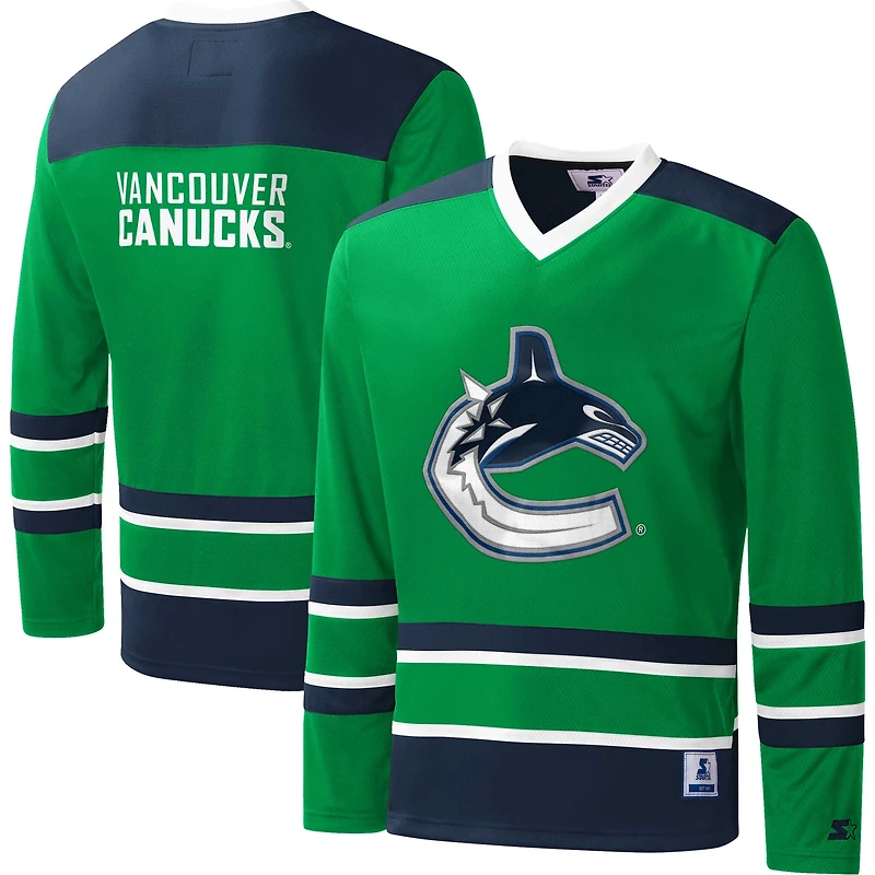 T-shirt à manches longues pour homme Starter Green Vancouver Canucks Cross-Check