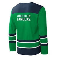Men's Starter Green Vancouver Canucks Cross-Check V-Neck - Long Sleeve T-Shirt