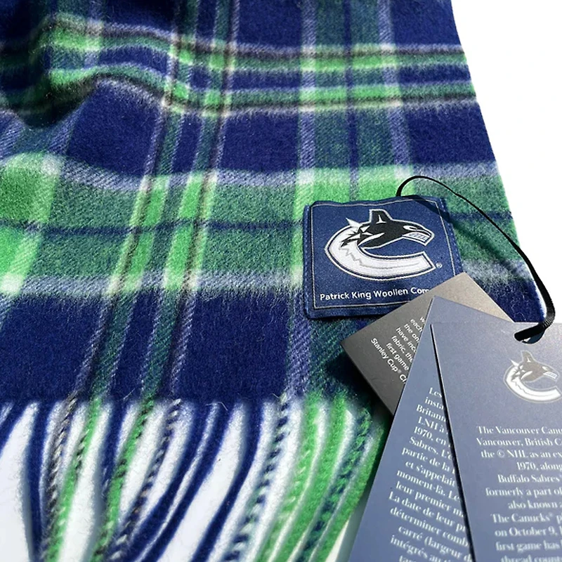 Écharpe en laine à carreaux tartan des Canucks de Vancouver, Patrick King Woollen Company