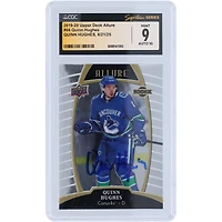 Carte de recrue autographiée de Quinn Hughes (Canucks de Vancouver), saison 2019-20, Upper Deck Allure n° 66, authentifiée CGC Fanatics Witnessed (9/10).