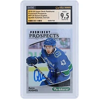 Carte de recrue autographiée de Quinn Hughes, Vancouver Canucks, 2019-20, Upper Deck Parkhurst Prominent Prospects #PP-20, authentifiée par Fanatics Witnessed (CGC), note 9,5/10