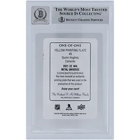 Quinn Hughes Vancouver Canucks Autographed 2021-22 Upper Deck Metal Universe Yellow Printing Plate #49 #1/1 Beckett Fanatics Witnessed Authenticated 10 Card