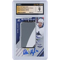 Quinn Hughes Vancouver Canucks Autographed 2021-22 Upper Deck SP Game Used Banner Year Western Conf GU Gray & White Relic #BYW-QH CGC Fanatics Witnessed Authenticated 9/10