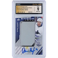 Quinn Hughes Vancouver Canucks Autographed 2021-22 Upper Deck SP Game Used Banner Year Western Conf GU Relic #BYW-QH CGC Fanatics Witnessed Authenticated 9/10 Card