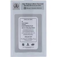 Quinn Hughes Vancouver Canucks Autographed 2022-23 Upper Deck O-Pee-Chee Black Printing Plate #76 #1/1 Beckett Fanatics Witnessed Authenticated 10 Card