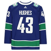 Quinn Hughes Vancouver Canucks Autographed Blue Adidas Authentic Jersey