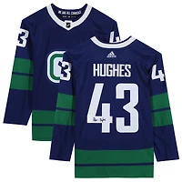 Maillot authentique Adidas bleu alternatif autographié de Quinn Hughes, des Canucks de Vancouver