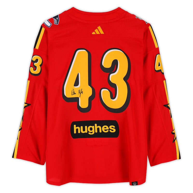Maillot authentique adidas rouge autographié par Quinn Hughes des Canucks de Vancouver pour le match des étoiles 2024