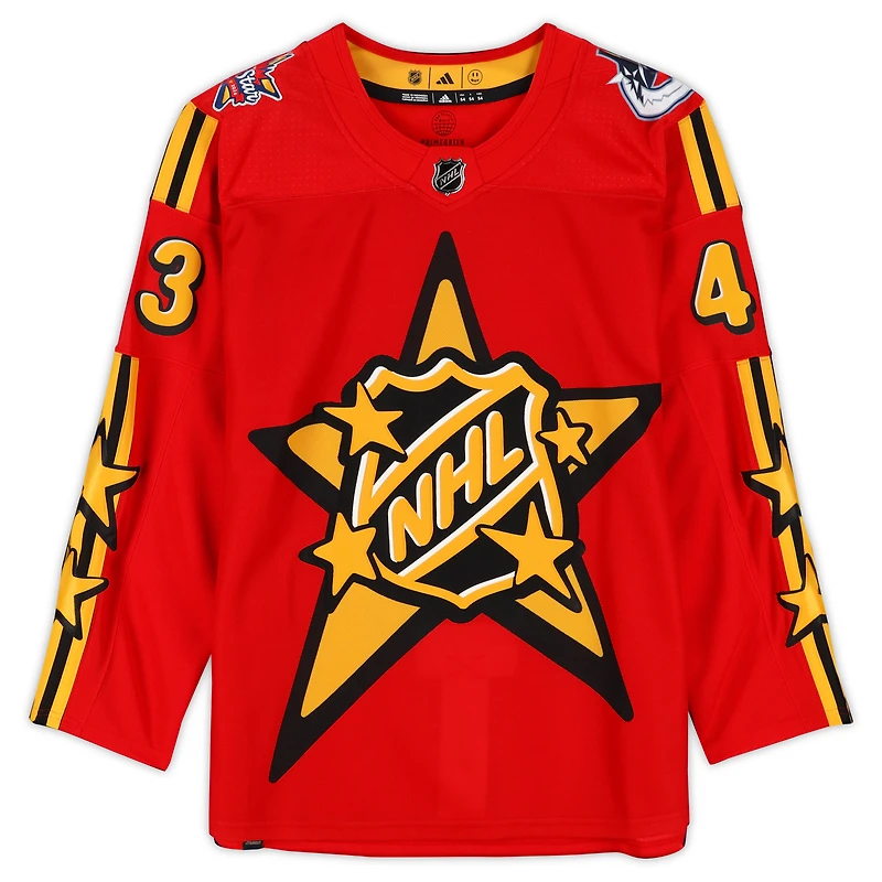 Maillot authentique adidas rouge autographié par Quinn Hughes des Canucks de Vancouver pour le match des étoiles 2024