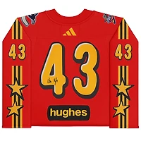 Maillot authentique adidas rouge autographié par Quinn Hughes des Canucks de Vancouver pour le match des étoiles 2024