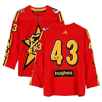 Maillot authentique adidas rouge autographié par Quinn Hughes des Canucks de Vancouver pour le match des étoiles 2024