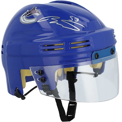 Mini-casque bleu autographié Teddy Blueger des Canucks de Vancouver