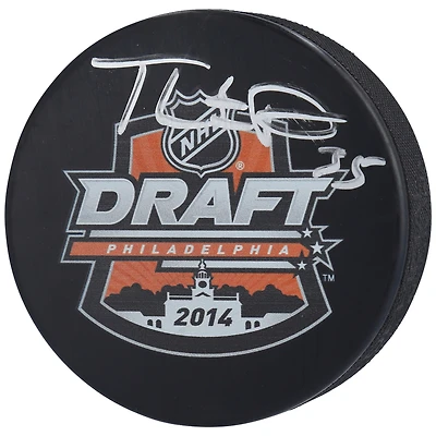 Thatcher Demko Vancouver Canucks Autographed 2014 NHL Draft Logo Hockey Puck