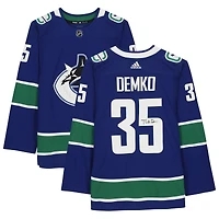 Maillot authentique adidas bleu autographié par Thatcher Demko des Vancouver Canucks