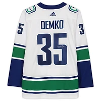 Maillot authentique Adidas blanc autographié par Thatcher Demko des Vancouver Canucks