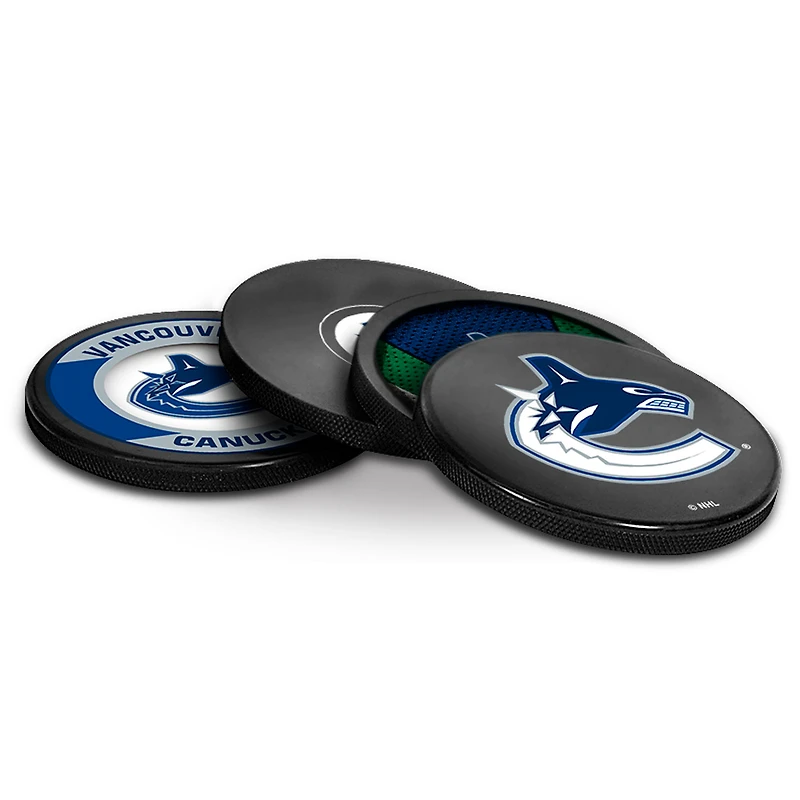 The Sports Vault Vancouver Canucks Ensemble de quatre dessous de verre en forme de rondelle