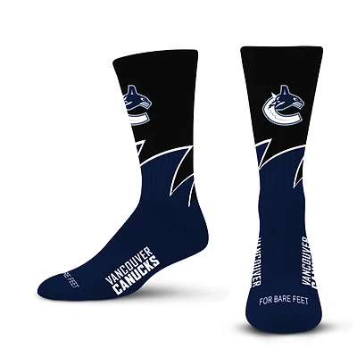 Unisex For Bare Feet Vancouver Canucks Black Wave Crew Socks