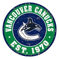 Vancouver Canucks - Enseigne murale ronde en détresse de 12 po