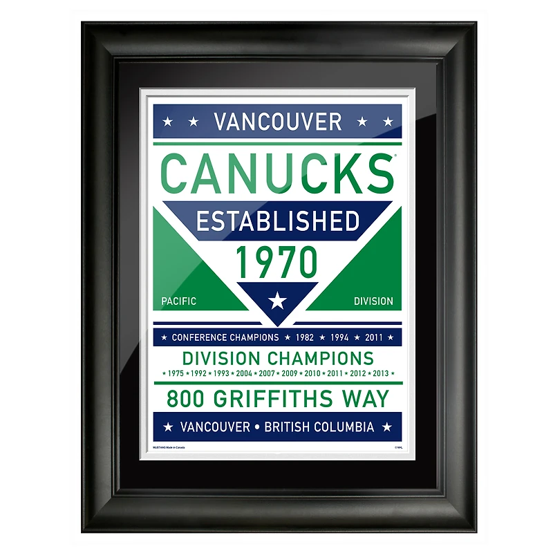 Tableau encadré des Canucks de Vancouver 12'' x 16'' Team Dual Tone