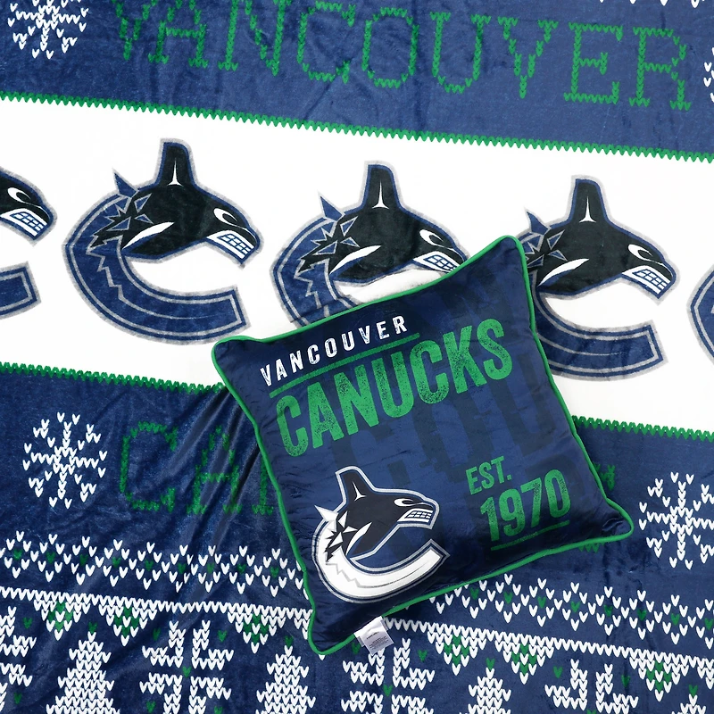 Vancouver Canucks 2-Pack 50" x 60" Holiday Throw Blanket and Cushion Set