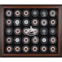Vitrine de présentation marron pour 30 rondelles des Canucks de Vancouver