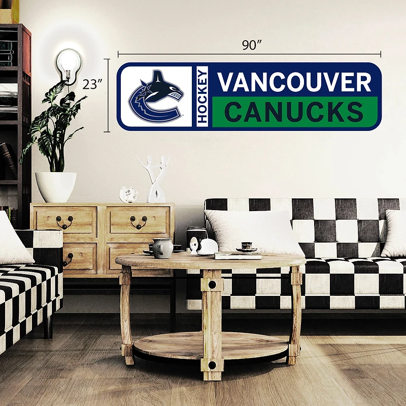 Décalcomanie murale repositionnable avec logo d'équipe 90'' x 23'' des Canucks de Vancouver
