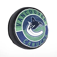 Coussin rond en forme de rondelle de hockey des Canucks de Vancouver