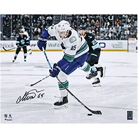 Vancouver Canucks Ilya Mikheyev Autographed 16" x 20" White Jersey Shooting Photograph