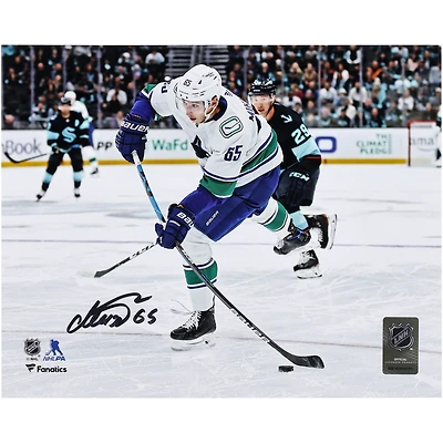 Vancouver Canucks Ilya Mikheyev Autographed 8" x 10" White Jersey Shooting Photograph