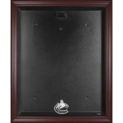 Vitrine de présentation encadrée en acajou pour maillots des Canucks de Vancouver