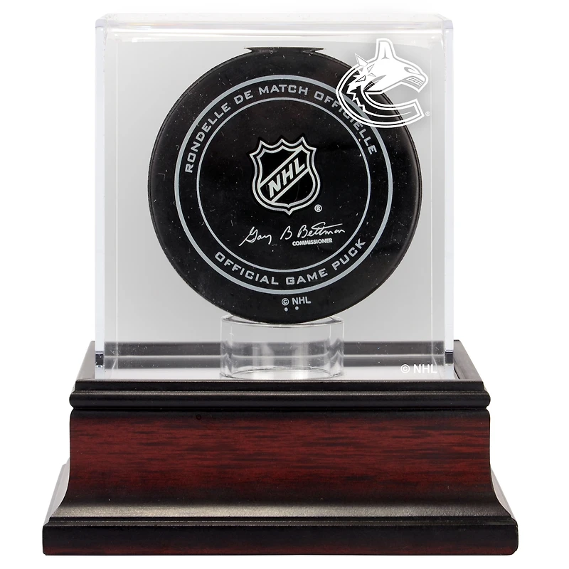Vancouver Canucks Mahogany Hockey Puck Logo Display Case