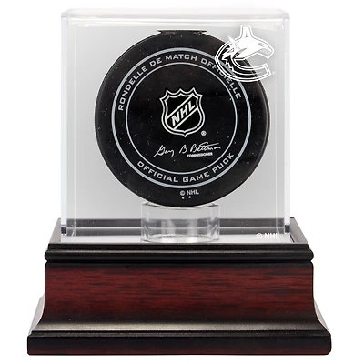 Vancouver Canucks Mahogany Hockey Puck Logo Display Case