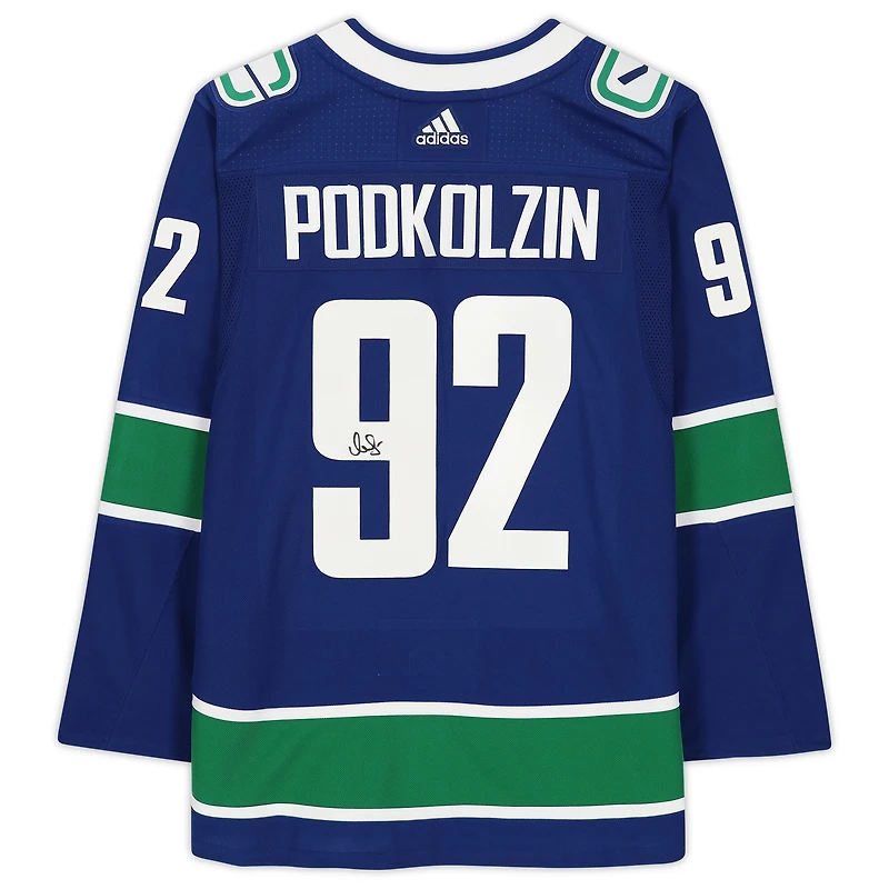 Vasily Podkolzin Vancouver Canucks Autographed Blue Adidas Authentic Jersey