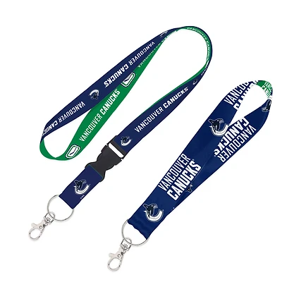 WinCraft Vancouver Canucks Lot de 2 cordons avec boucle amovible et ensemble de sangles pour clés