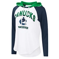 T-shirt à capuche manches longues VIP G-III 4Her par Carl Banks pour femme, blanc, Vancouver Canucks